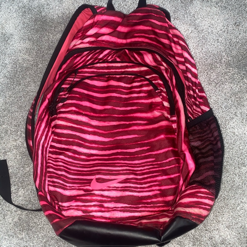 Pink Striped Nike Backpack